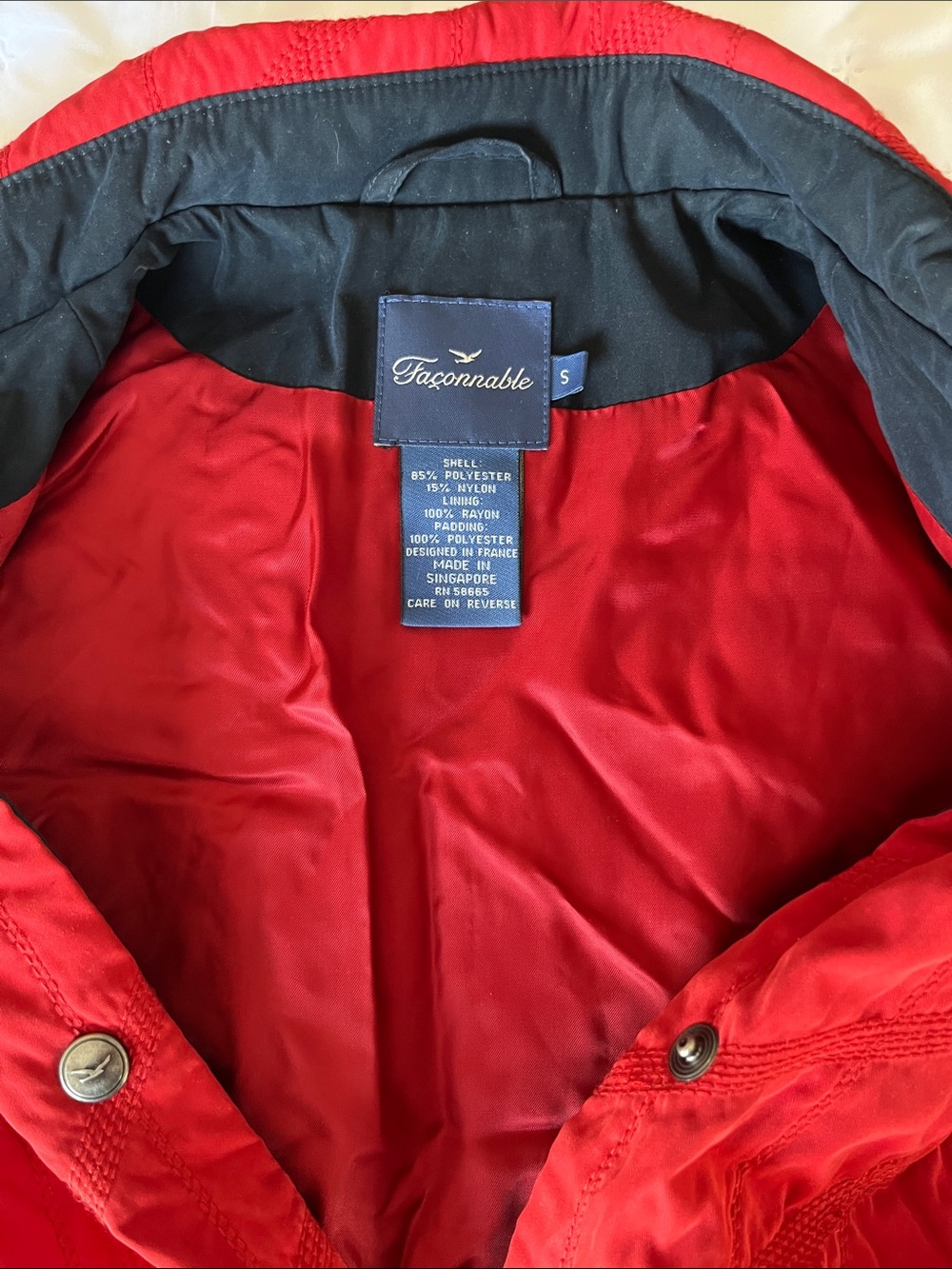 Faconnable Red Jacket with Black Collar